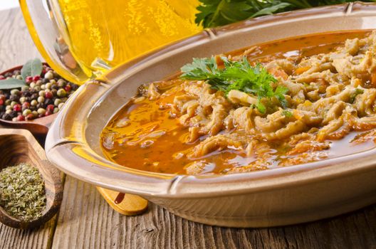 Polish traditional  tripe soup