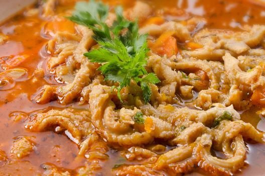 Polish traditional  tripe soup