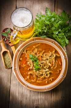 Polish traditional  tripe soup