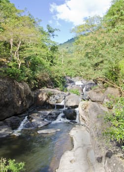 Nang Rong Waterfall in Nakhon Nayok, Thailand 