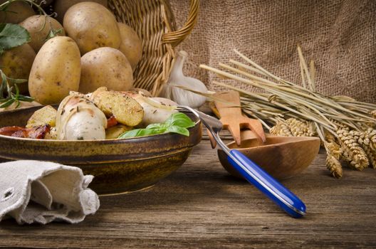 Silesian potato dumplings with smoked pork and sauerkraut