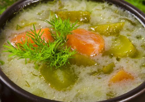 Polish pickled cucumbers soup