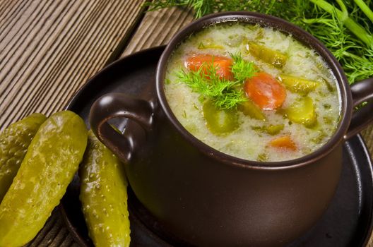 Polish pickled cucumbers soup