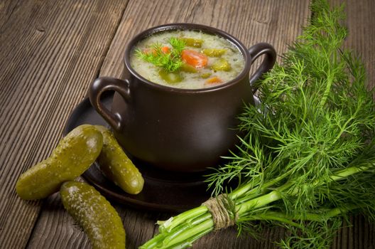 Polish pickled cucumbers soup