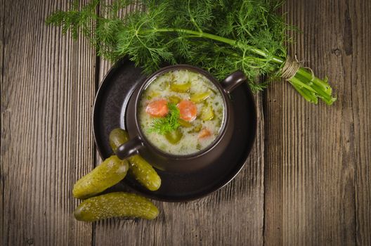 Polish pickled cucumbers soup