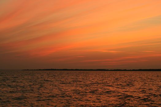gold romantic sunset ocean water landscape