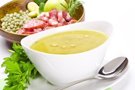 pea soup and ingredients