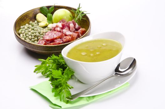 pea soup and ingredients