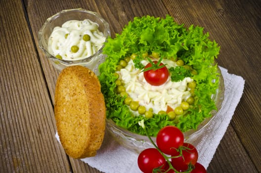 Polish vegetable salads with mayonnaise