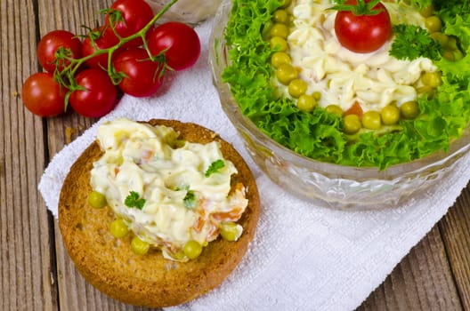 Polish vegetable salads with mayonnaise