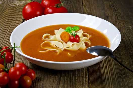 Tomato soup with Pappardelle