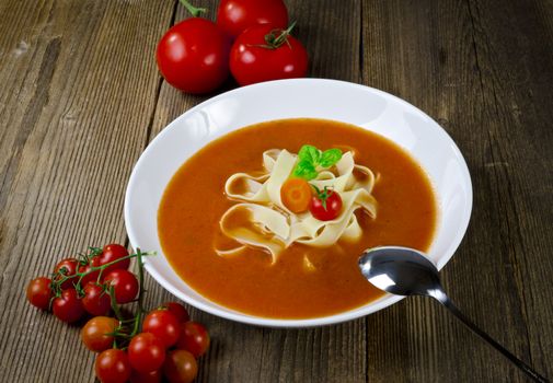 Tomato soup with Pappardelle