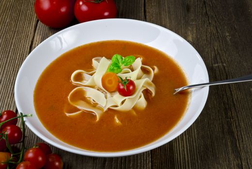 Tomato soup with Pappardelle
