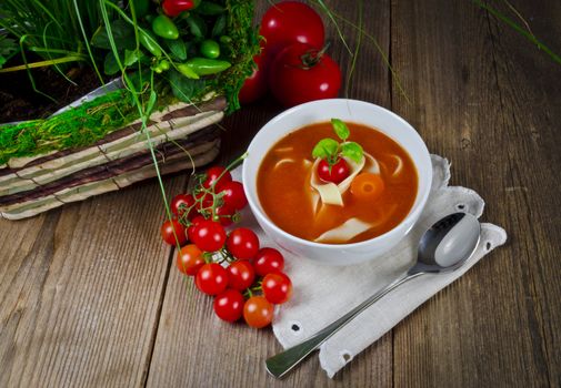 Tomato soup with Pappardelle