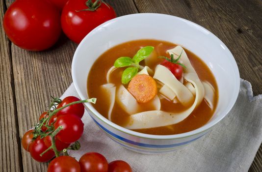 Tomato soup with Pappardelle