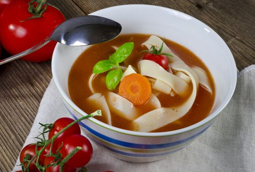 Tomato soup with Pappardelle