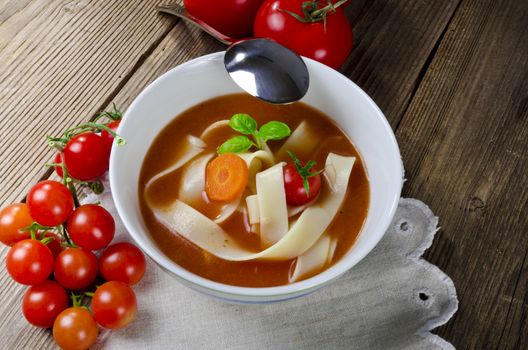 Tomato soup with Pappardelle