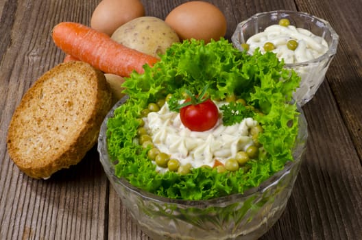 Polish vegetable salads with mayonnaise