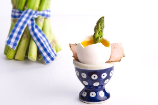 soft-boiled egg with asparagus