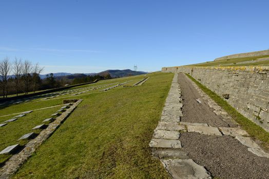 Path in the german war Cemetery in Futa Pass (Tuscany)