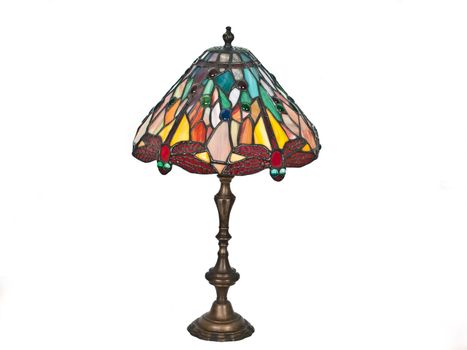 table lamp with red dragonfly