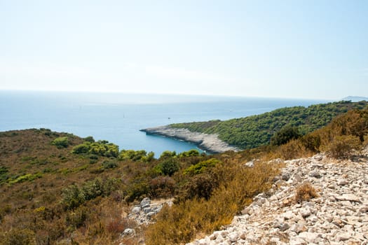A scenic bay of Vis island in Croatia