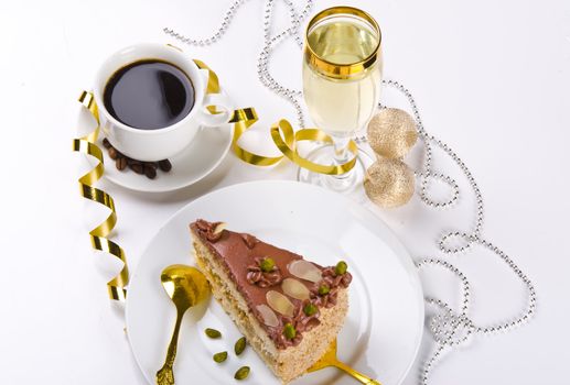 Halva cake, Kaffe and champagne
