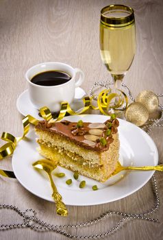 Halva cake, Kaffe and champagne