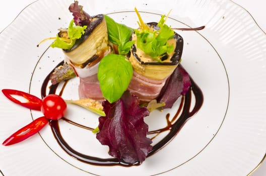 Aubergine beefs olive with Parma ham