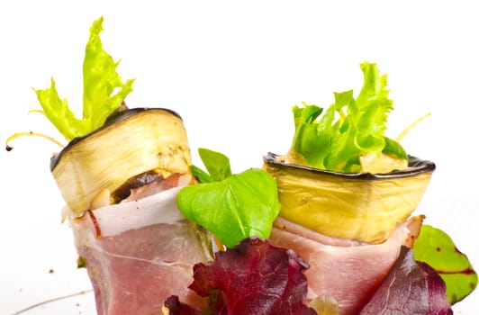 Aubergine beefs olive with Parma ham