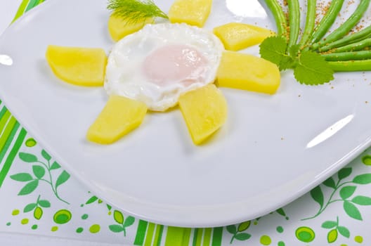 French beans as addition vegetables together with some Parmesan and eggs