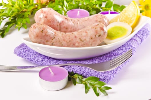 Easter breakfast with Polish veal sausage