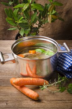 Pot with broth