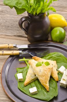 cakes with spinach and feta cheese