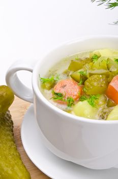 Polish pickled cucumbers soup
