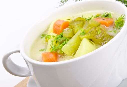 Polish pickled cucumbers soup