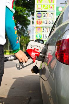 Adding fuel in car
