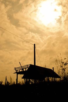 The evening sky and the cottage