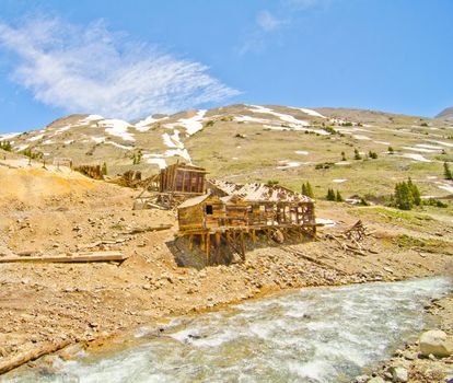 Preserved Houses in Animas Forks, a Ghost Town in the San Juan Mountains of Colorado