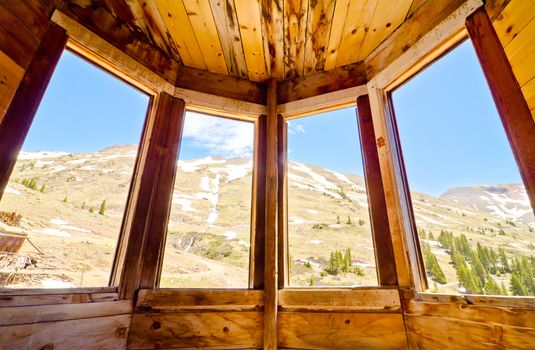 View From Inside a Preserved House in Animas Forks, a Ghost Town in the San Juan Mountains of Colorado