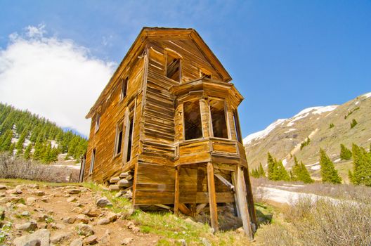 The Largest Preserved House in Animas Forks, a Ghost Town in the San Juan Mountains of Colorado