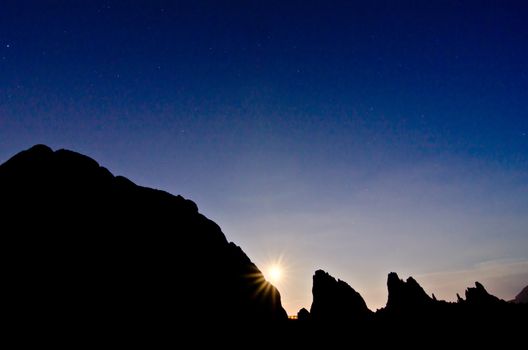 Moon Rising over the Rocks at Garden of the Gods in Colorado Springs, Colorado