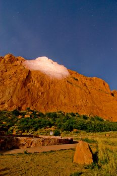 Nighttime Shot of the Rock Formations at Garden of the Gods in Colorado Springs, Colorado