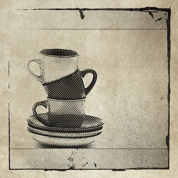 illustration of three cups for coffee