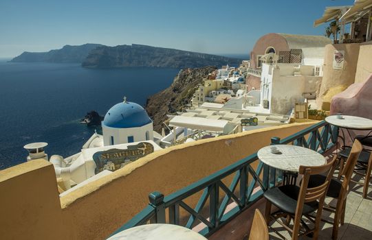 View of the sea from a balcony, Oia, Santorini, Greece - October 2012