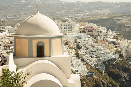 View of orthodox in Fira, Santorini, Greece.