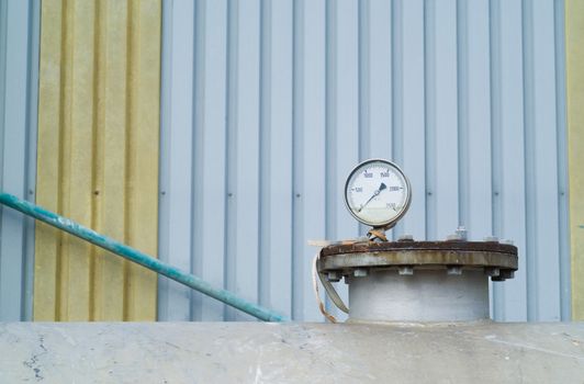 Pressure gauge on petro chemical industry or industrial tank
