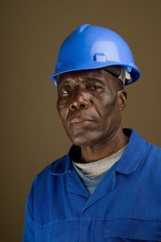 Portrait of African American Construction Worker, Handyman, Electrician, Carpenter