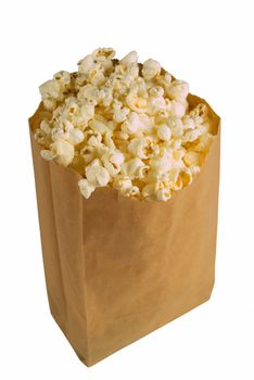 Fresh isolated bag of popcorn on white background