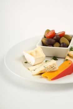 Cheese platter with olives
